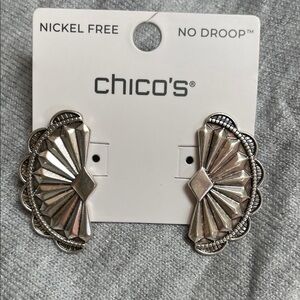 Chico's Silver Fan-Shaped Earrings